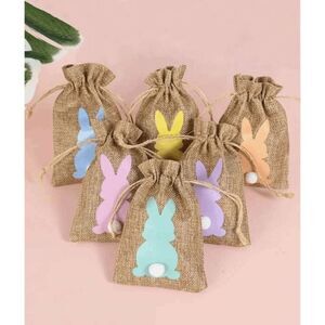 6pcs Bunny Rabbit Pompom Treat Gift Bag